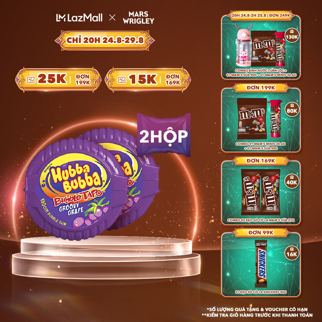 Combo 2 hộp kẹo Sing-gum Hubba Bubba vị nho
