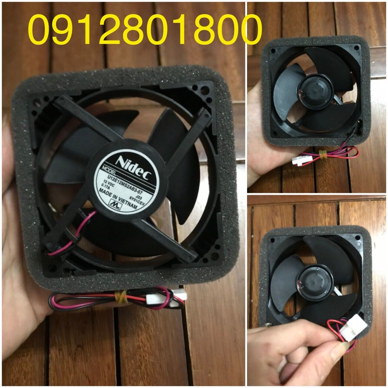 Quạt tủ lạnh panasonic dc 12v 9*9cm 2 dây