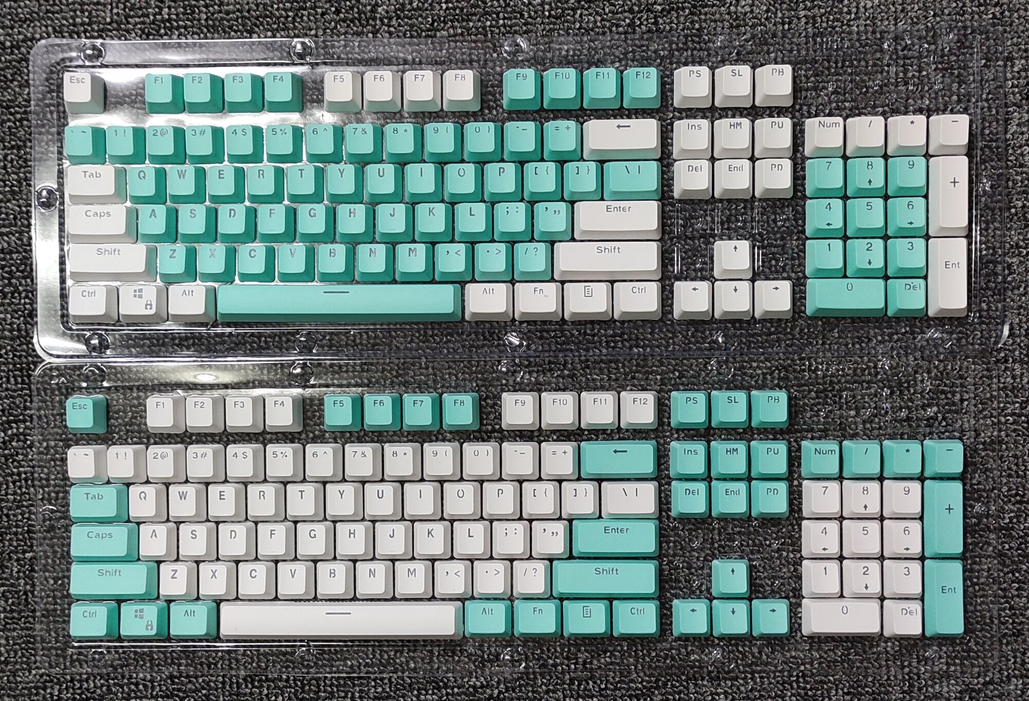 Set Keycap Pbt Oem Doubleshot Xuyên Led Xanh min Trắng