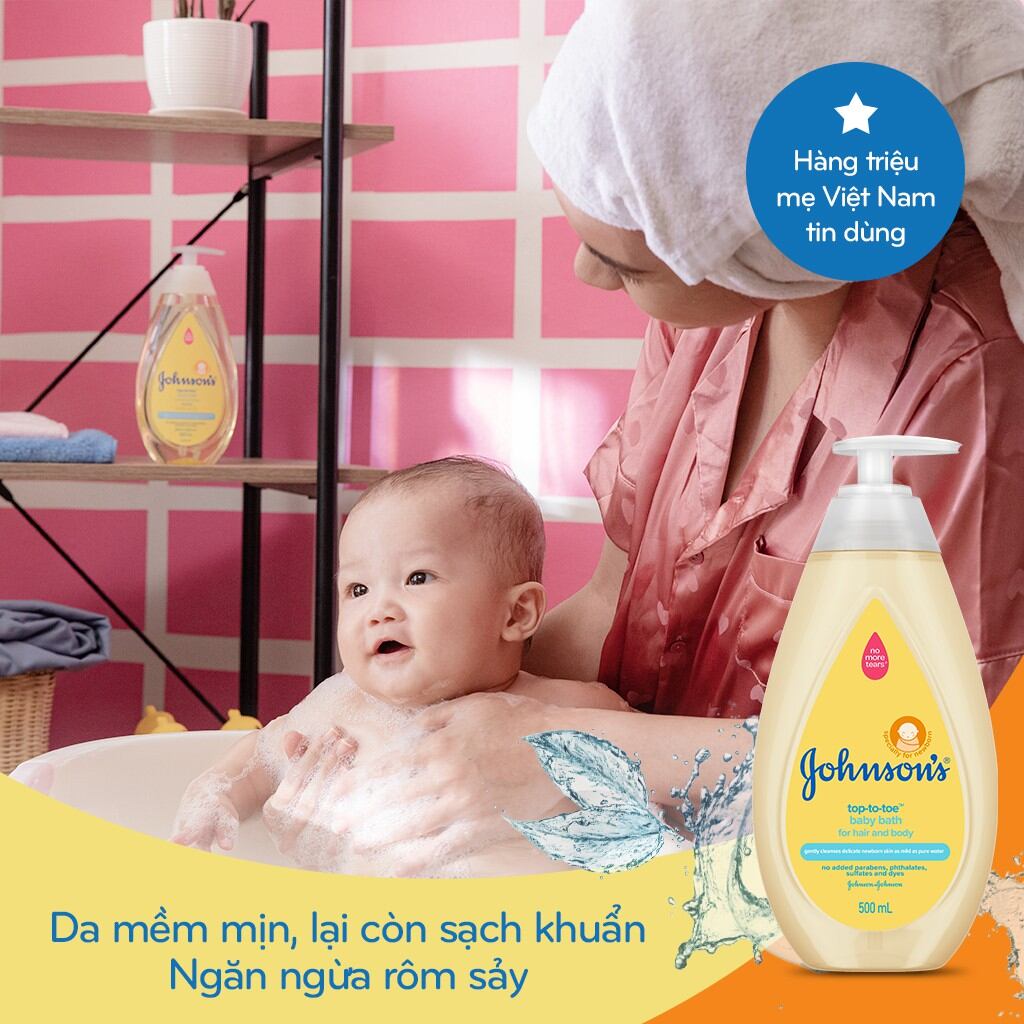 Sữa tắm cho bé Johnson's chứa sữa và gạo 500ml