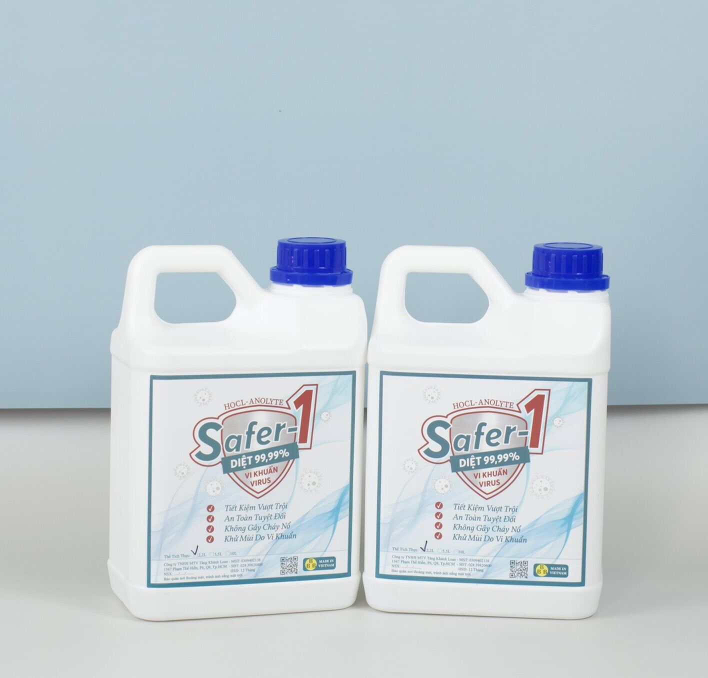 Combo 2 can 2.2l dung dịch khử khuẩn cao cấp hocl- safer-1