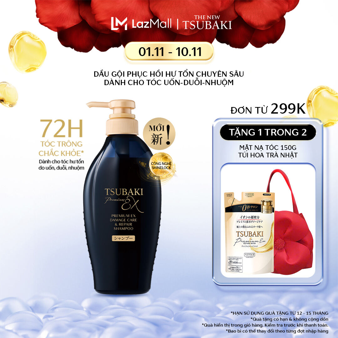 Dầu gội Phục hồi chuyên sâu Tsubaki Premium Ex Damage Care & Repair Shampoo 490ml/ 450ml