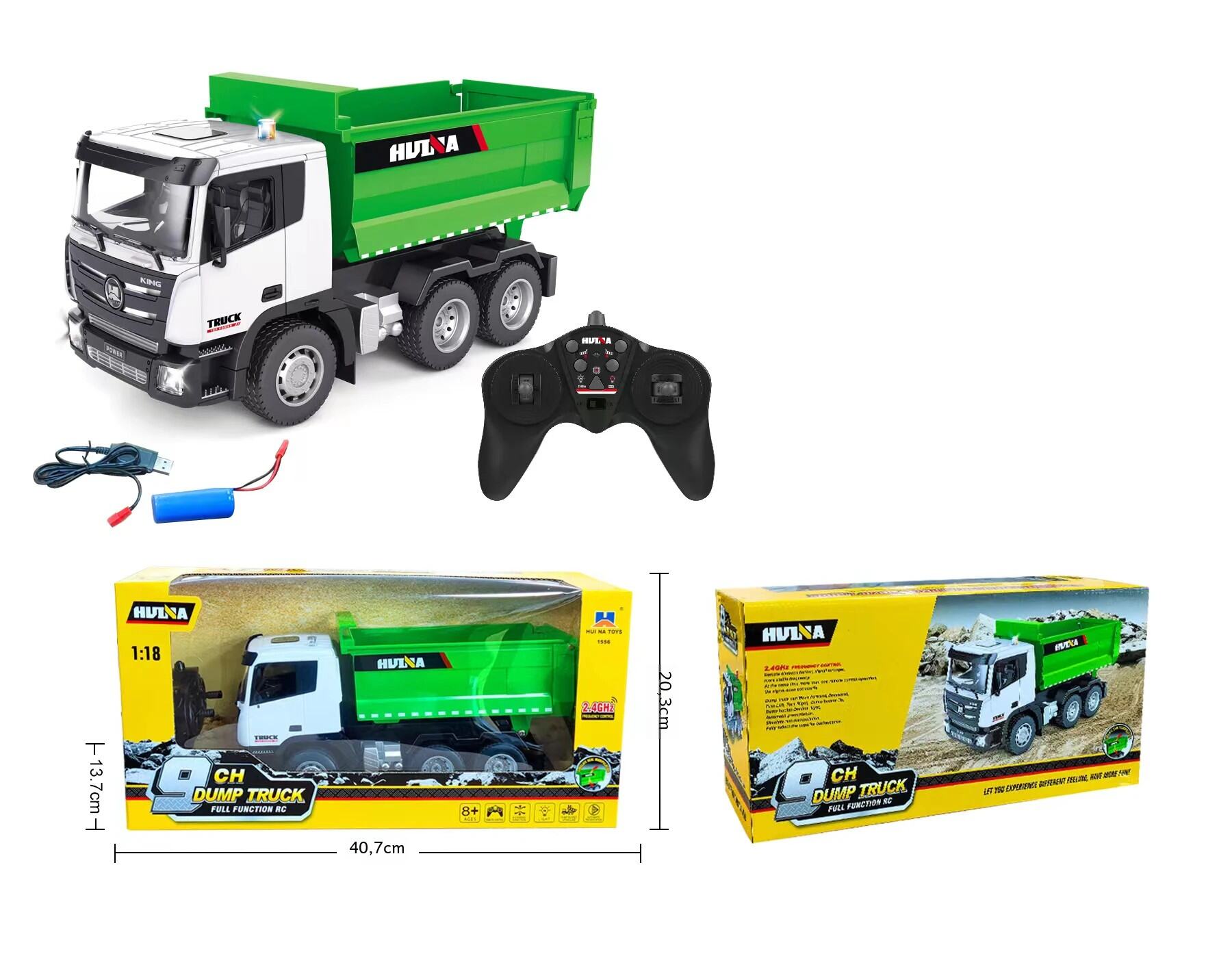 Huina 332 Tỉ Lệ 1:18 RC Xe Ben Điều Khiển Từ Xa Mô Phỏng Kỹ Thuật Xe Ben 2.4G 6 Kênh Bé Trai Đồ Chơi