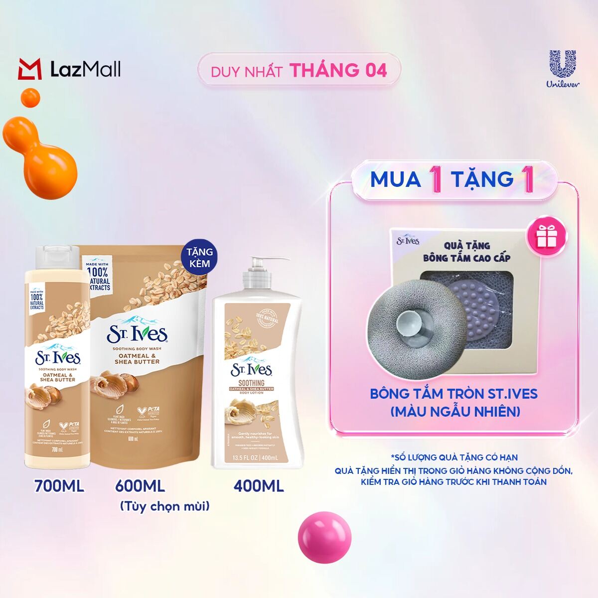 Combo St. Ives: Sữa Tắm 700ml + Refill 600ml  Sữa Dưỡng Thể 400ml (tùy chọn)