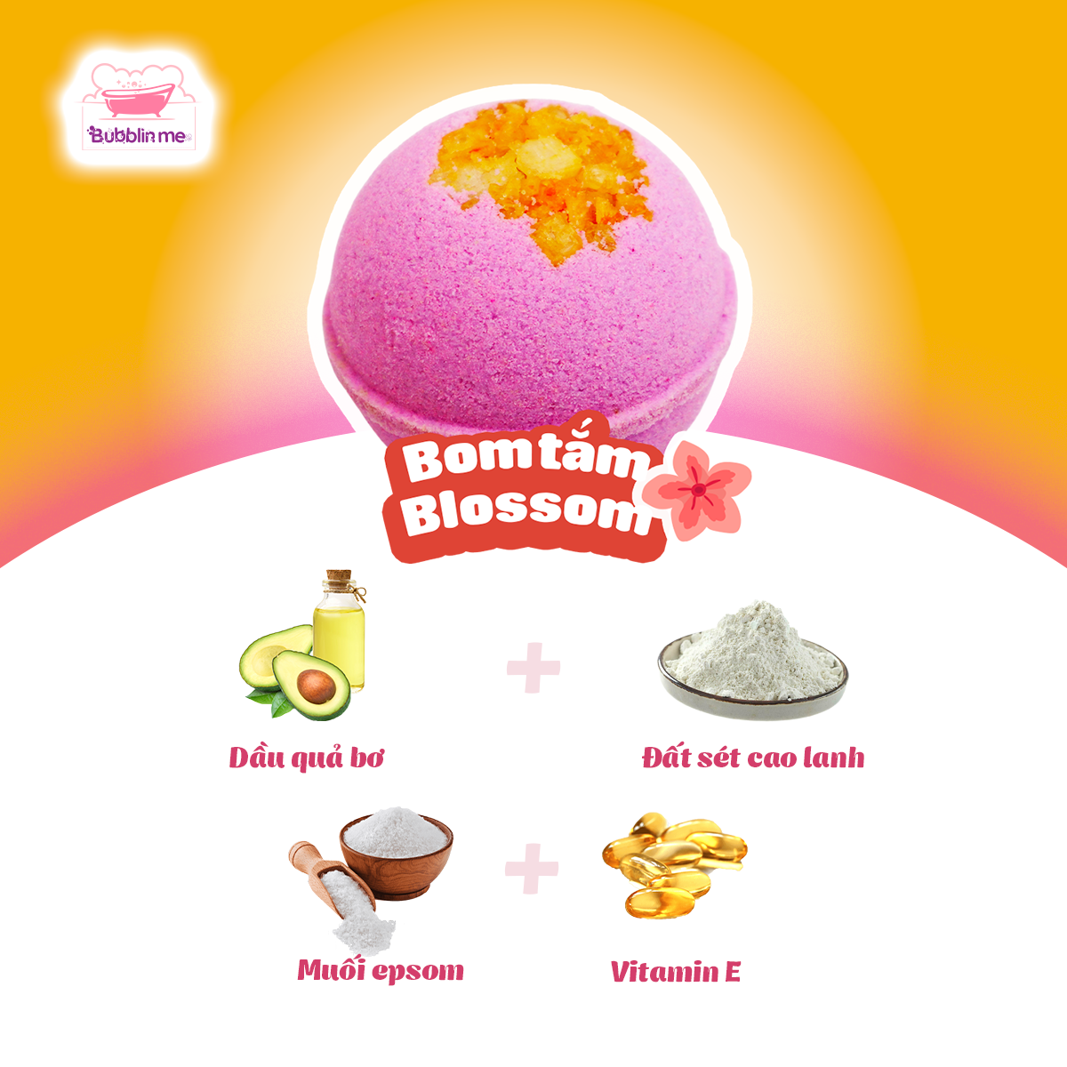 bom tắm Blossom bath bomb Bubblin me