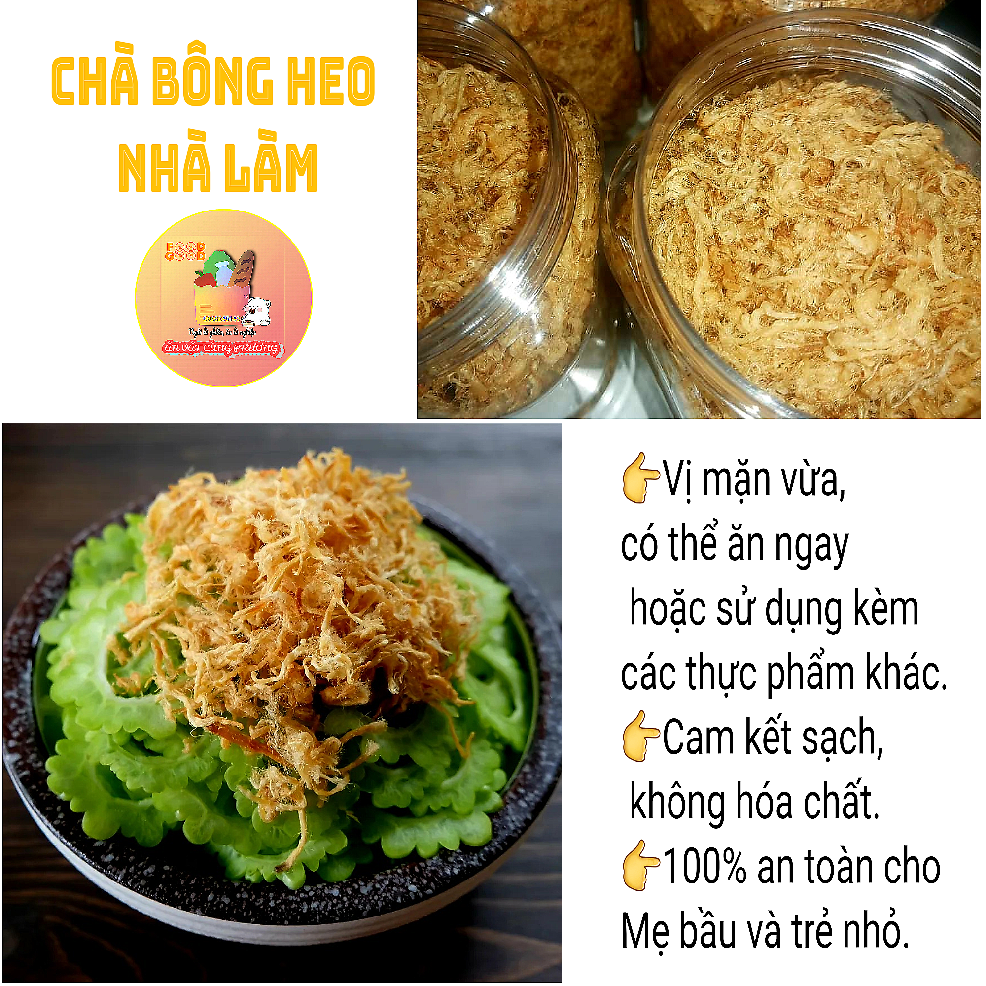 Chà bông heo nhà làm