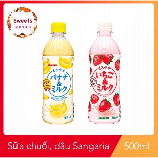 Sữa chuối / sữa dâu tây SANGARIA Nhật Bản 500ml - Dâu