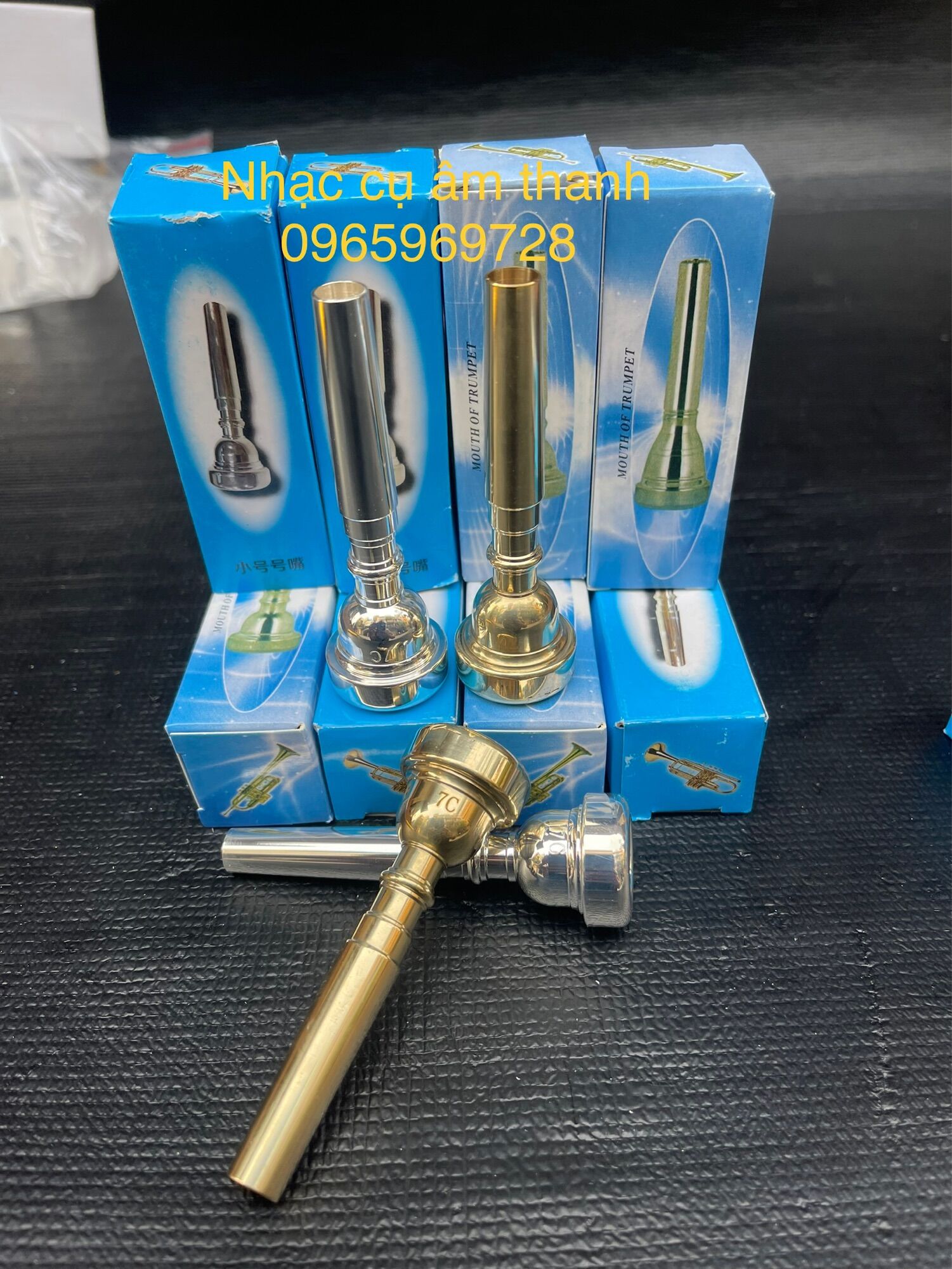 Búp kèn trumpet 7c 2 màu vàng trắng