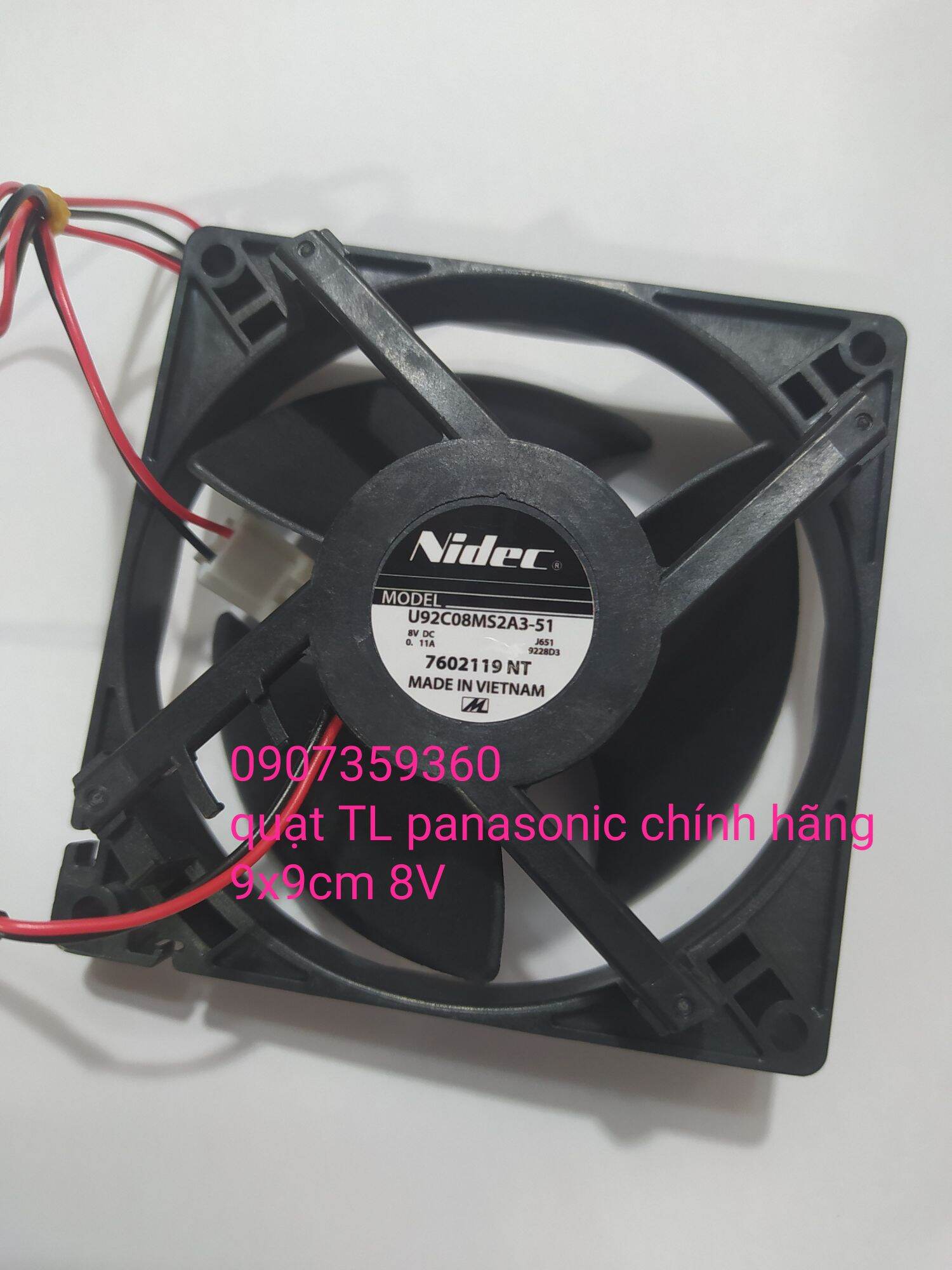 quạt tủ lạnh Panasonic DC 8v chính hãng 9x9cm