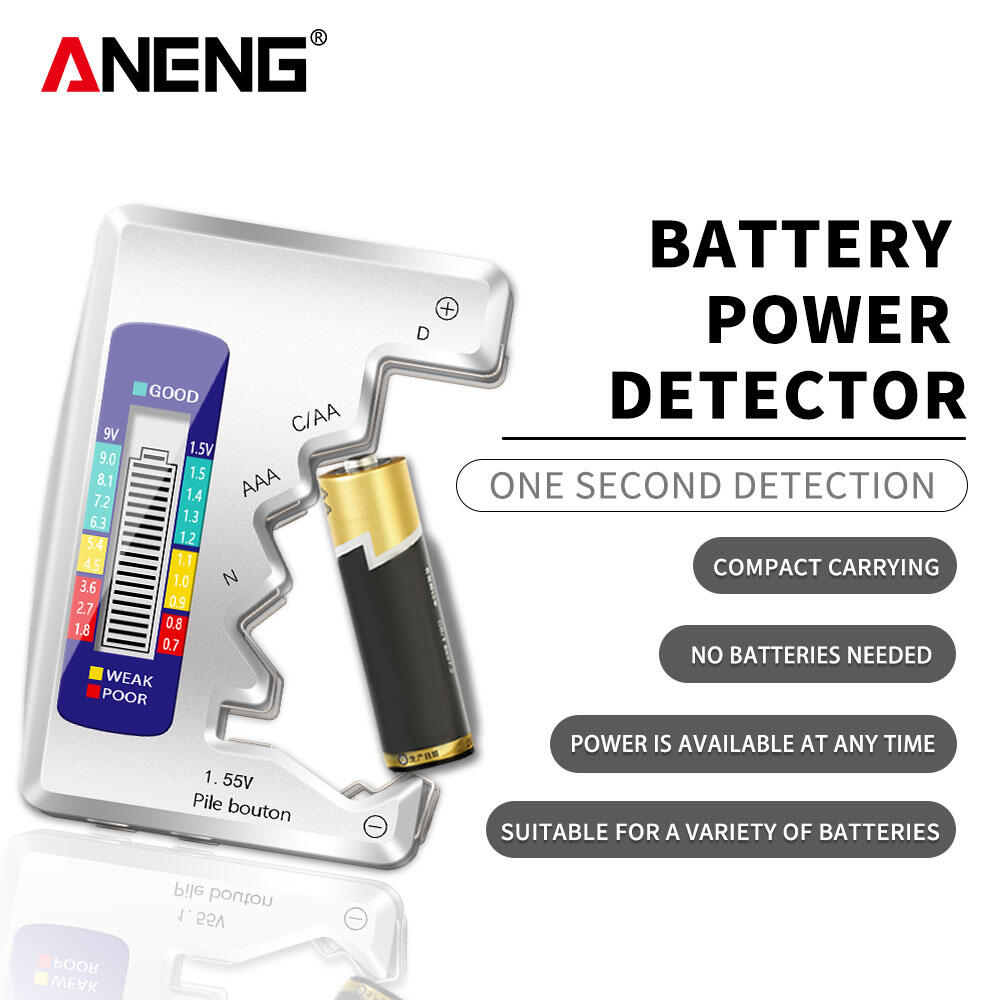 Aneng lcd hiển thị c aa aaa d n 9v 1.55v phổ nút di động pin tester volt công suất kiểm tra detector điện dung công cụ
