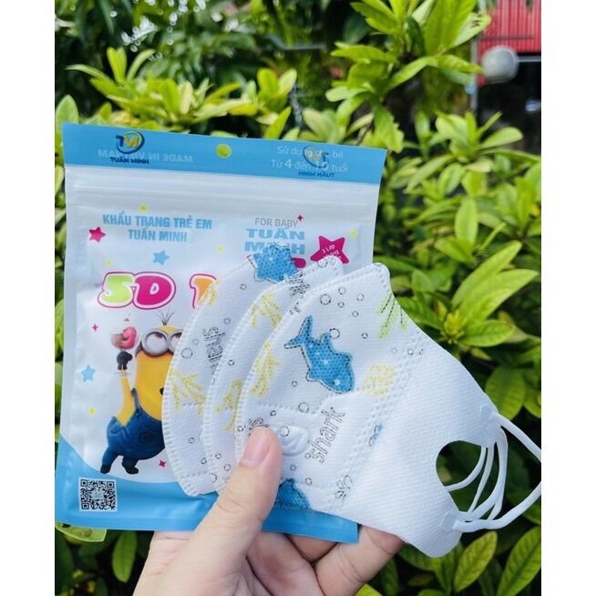 Lẻ 1 túi khẩu trang 5d cho bé từ 4-10 tuổi