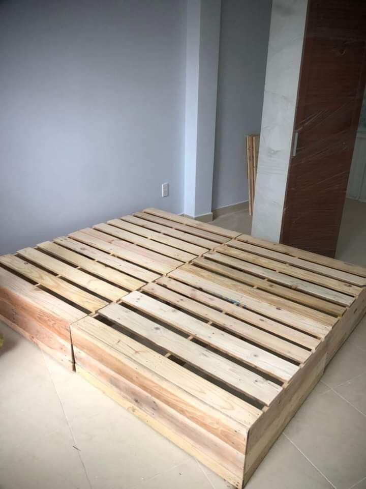 giường pallet gấp gọn kín chân 1m4x2mx20cm