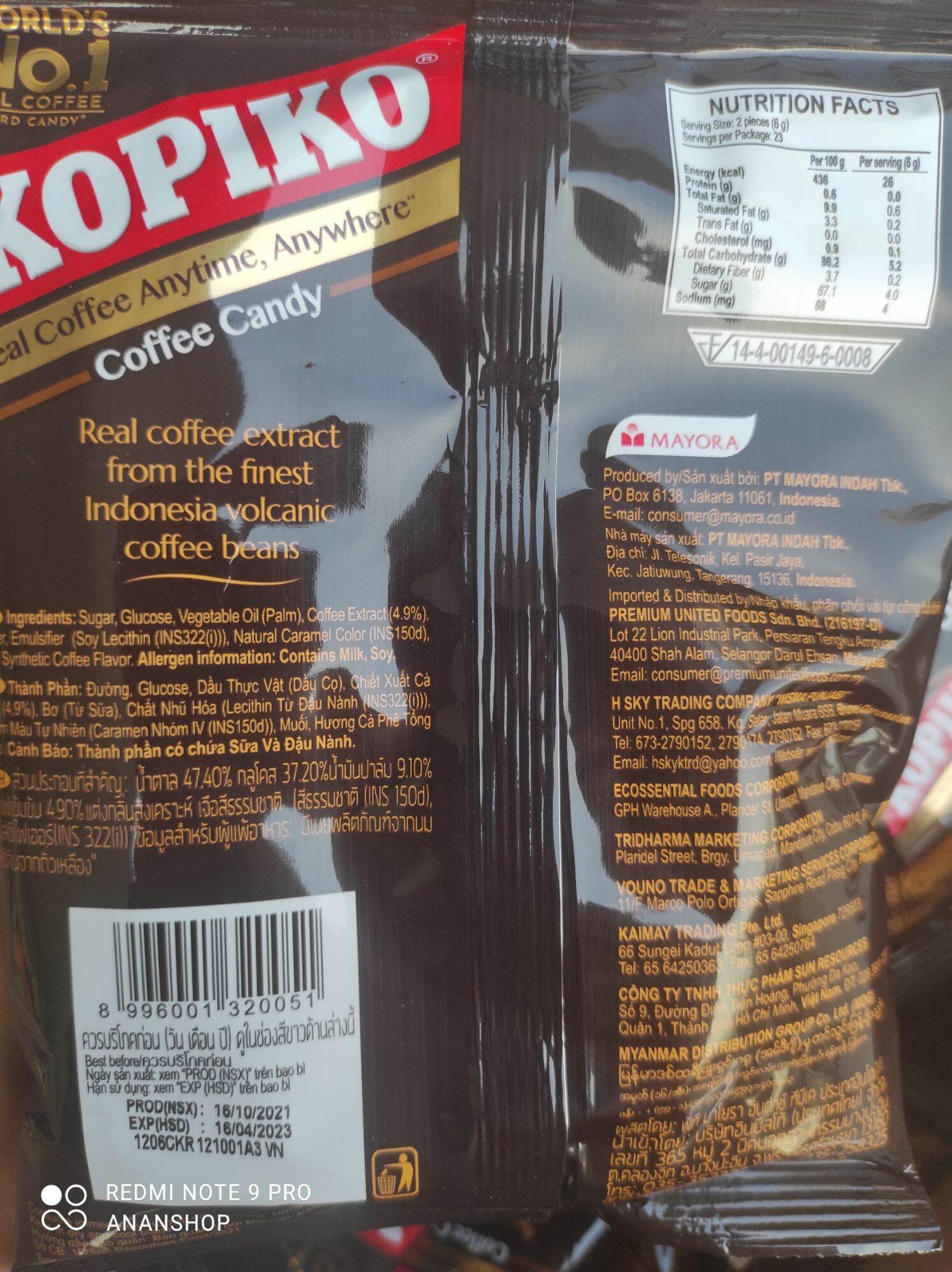 Kẹo cà phê Kopiko gói 135g (45 viên x 3g)