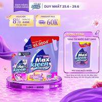 Combo Nước giặt xả MaxKleen Hương Hoa Nắng: 1 Túi 3.8kg + 1 Túi 600g