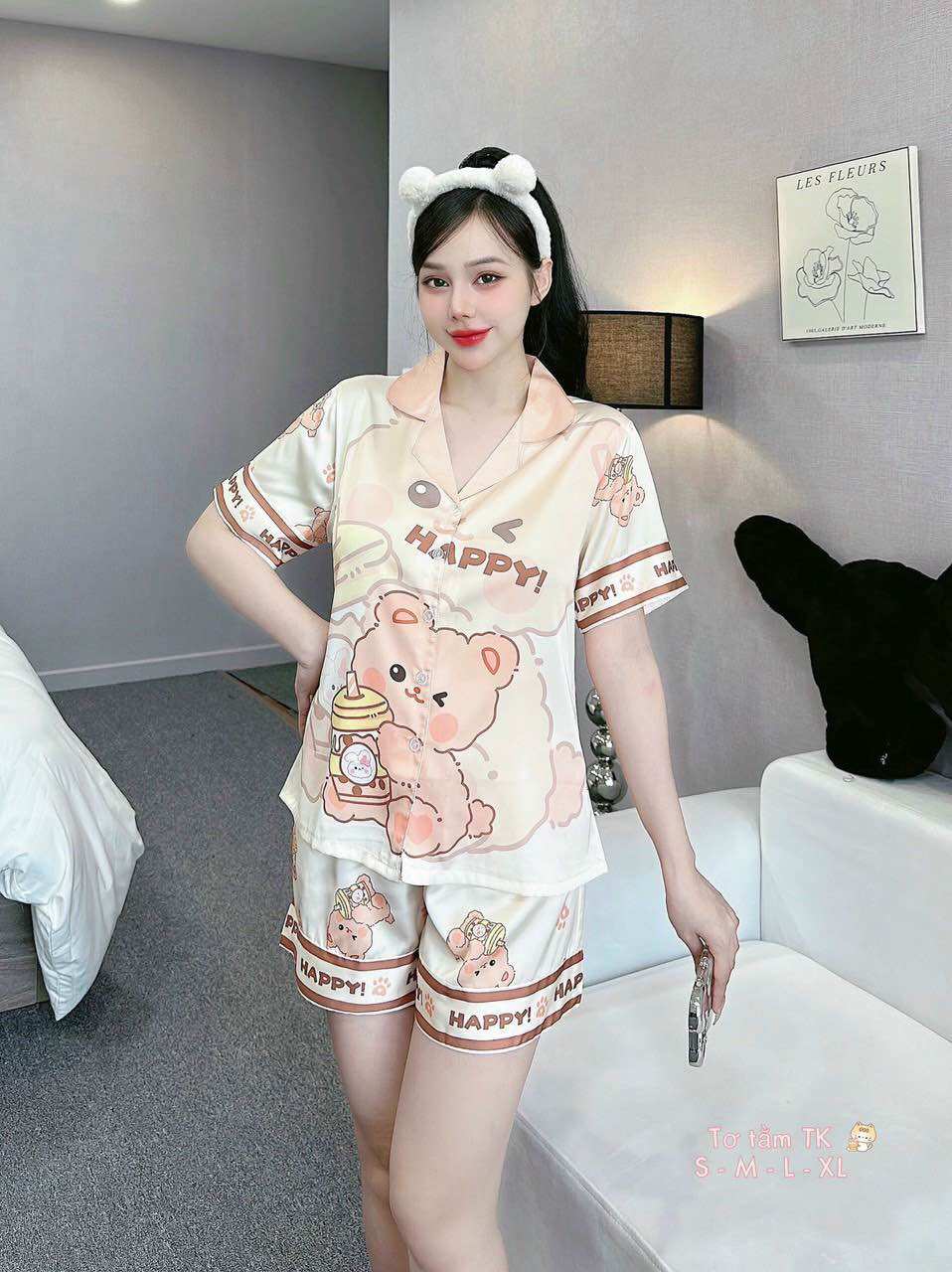 Đồ ngủ pijama lụa tơ tằm tk5d-đùi