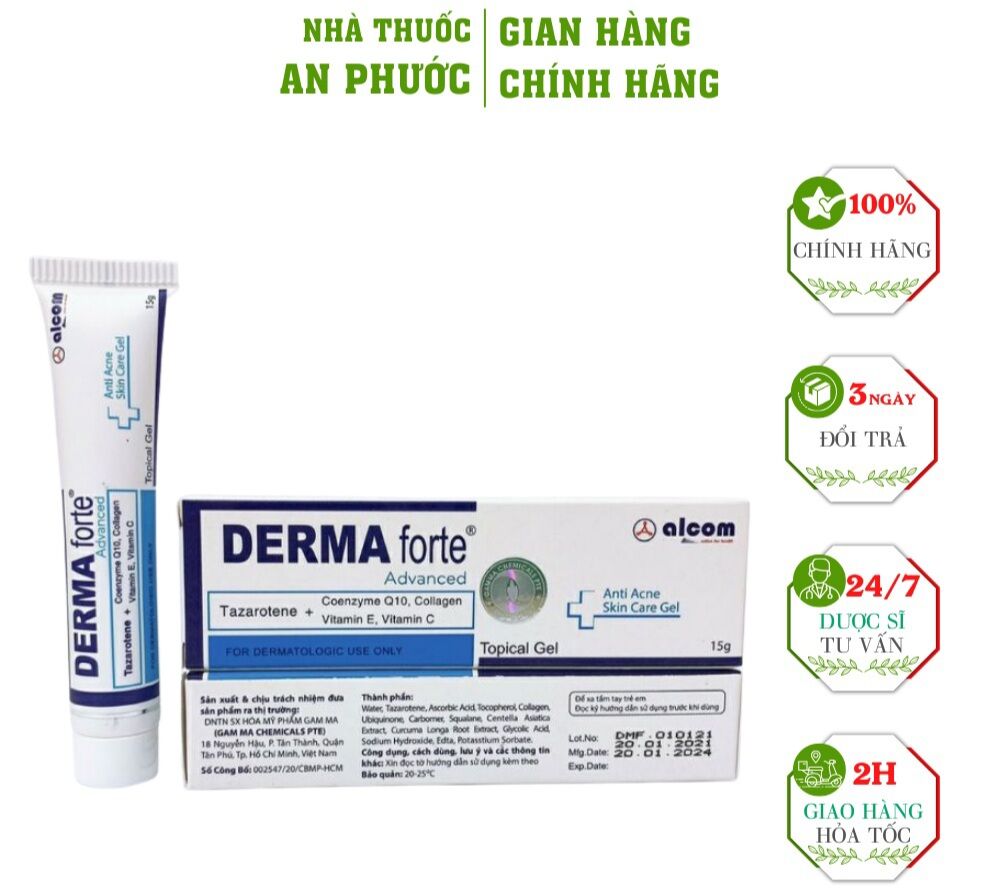 Kem giảm mụn giảm thâm derma forte tuýp 15g