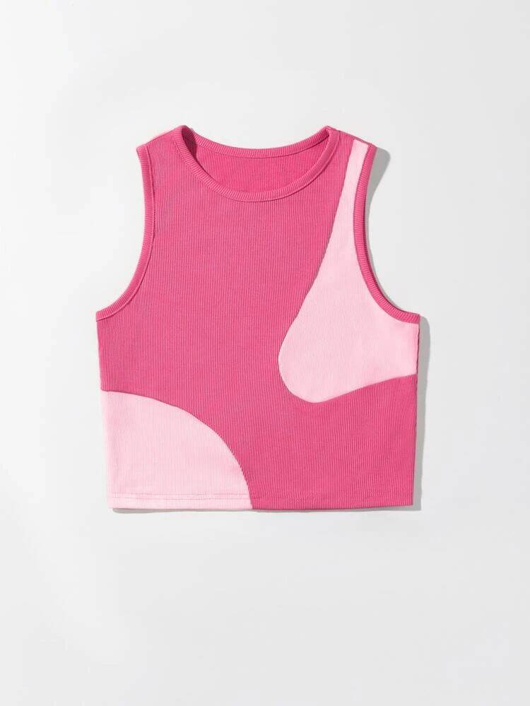 Áo croptop màu Hồng Vá 2 mảnh hồng nhạt (0504)