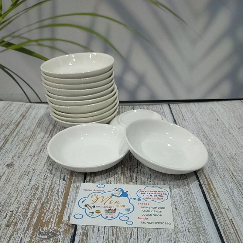 [SỨ TRẮNG] COMBO 10 Dĩa Tương Nhỏ Sứ Trắng 9.8cm*2cm