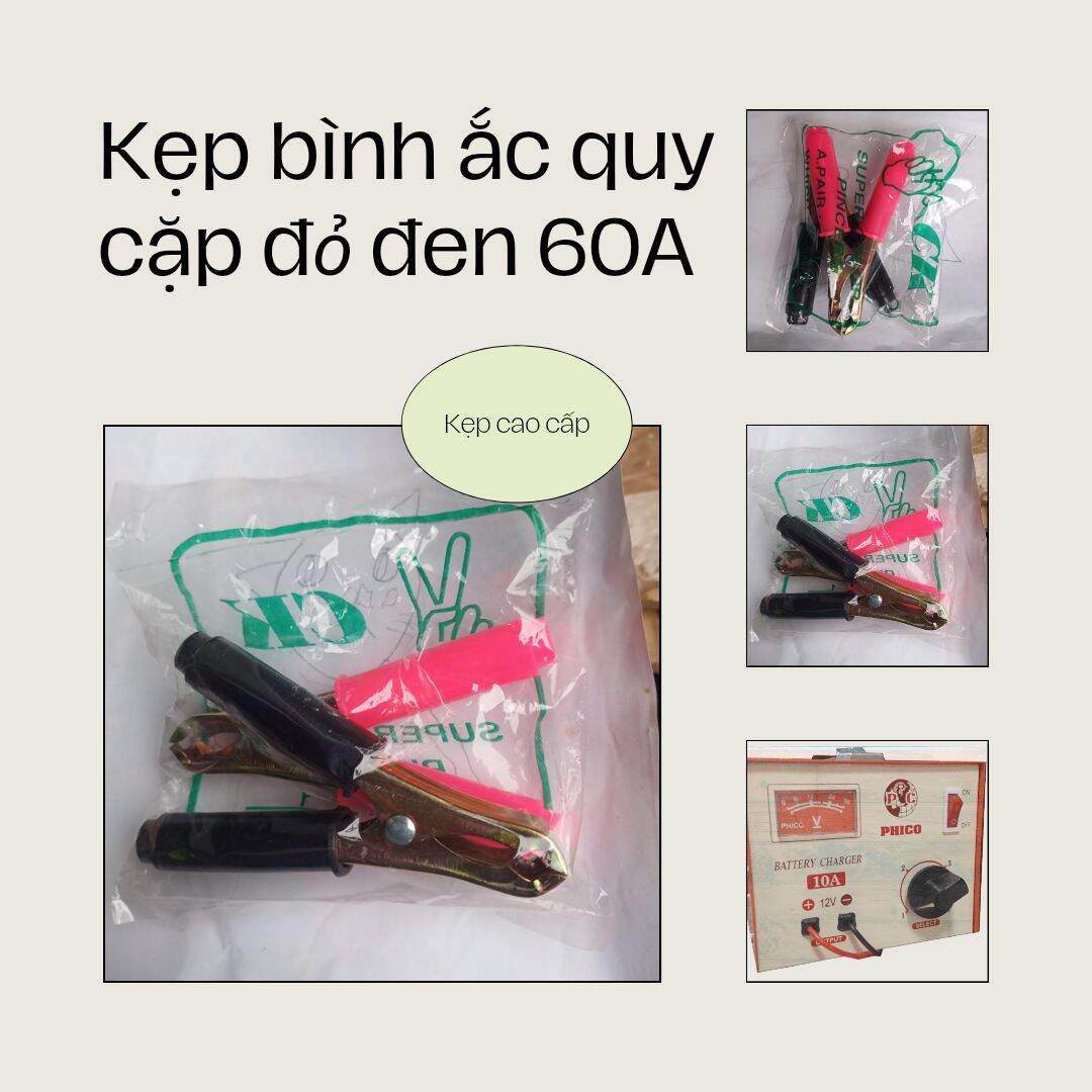 Kẹp bình ắc quy xe ô tô và xe máy 75a 1 cặp đỏ - đen