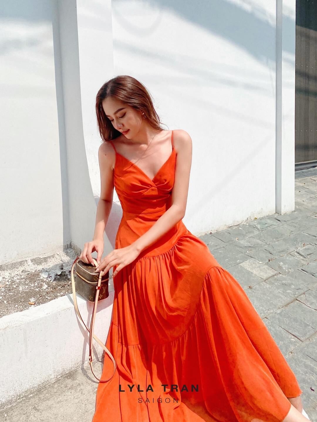 Đầm 2 dây cam bèo phom maxi dễ mặc (MINNIE)