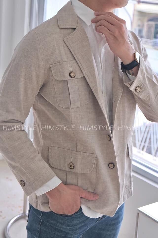 [HIMSTYLE] Áo Khoác Nam Blazer Chất Linen Bố