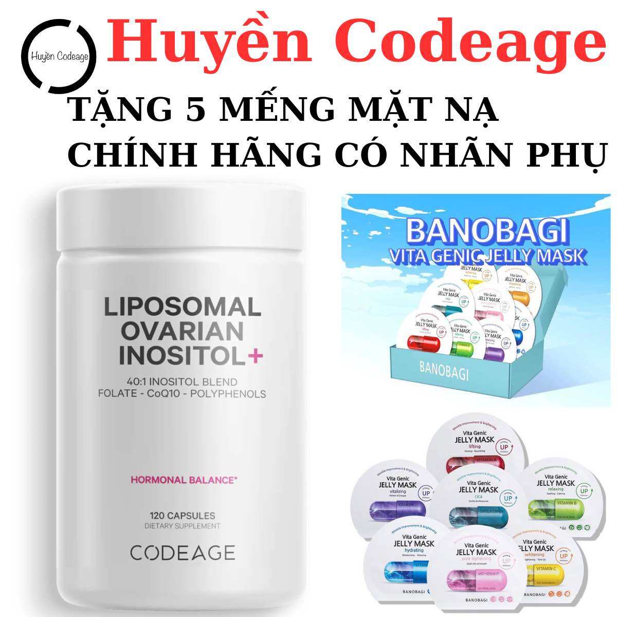 Viên uống nội tiết Codeage - Liposomal Ovarian Inositol 120 viên - kem mn