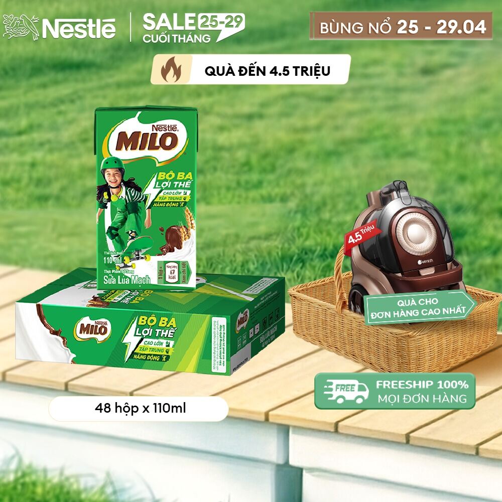 [FREESHIP TOÀN QUỐC] Sữa lúa mạch Nestlé® MILO® thùng 48 hộp x 110ml