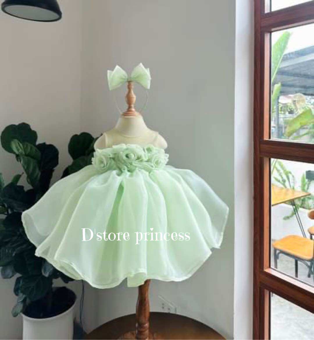 Đầm công chúa bé gái,váy công chúa hoa hồng đính ngọc cho bé yêu tặng kèm bờm D89