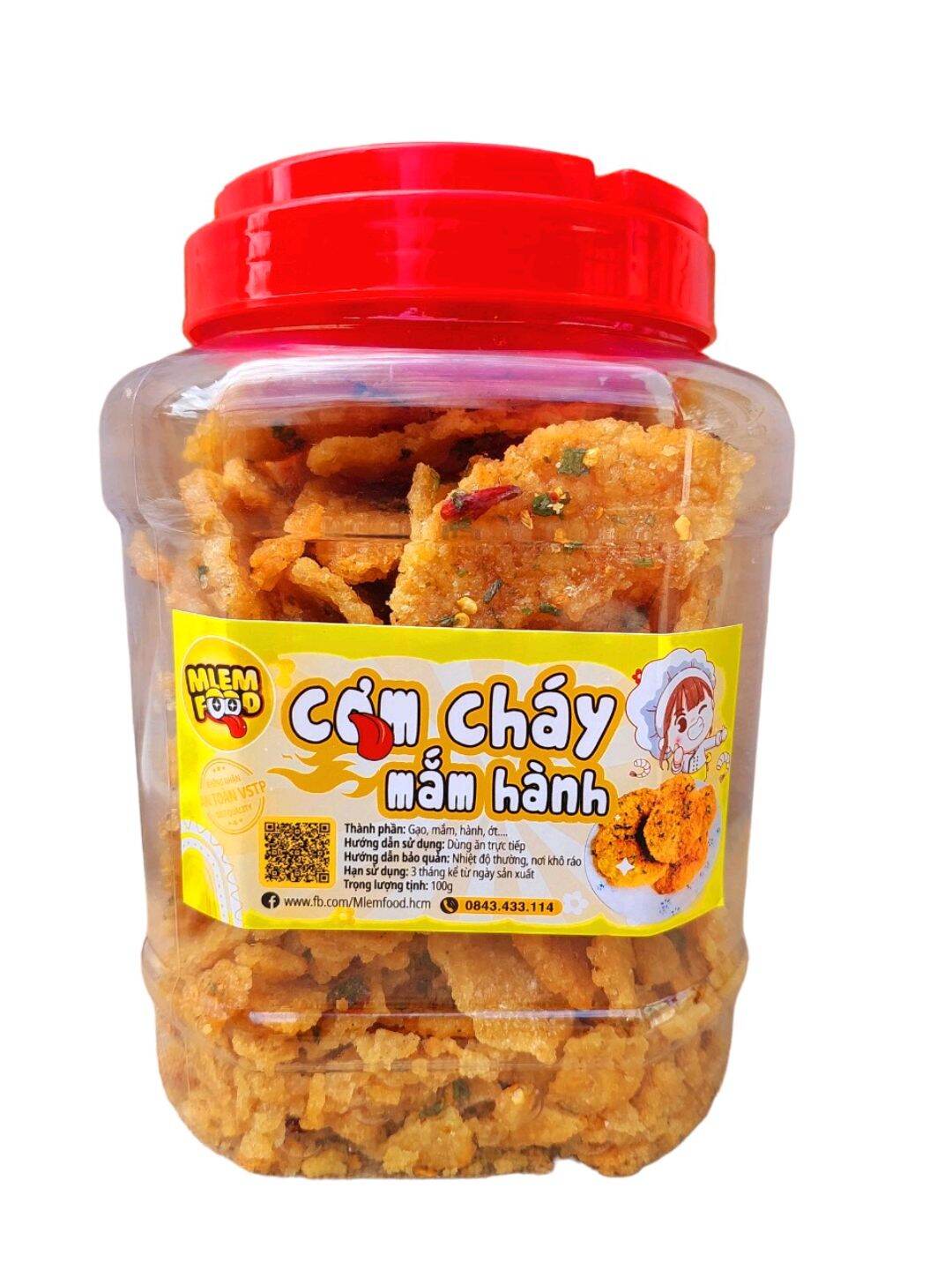Cơm cháy bể đựng hộp giòn ngon nhà mlem food.