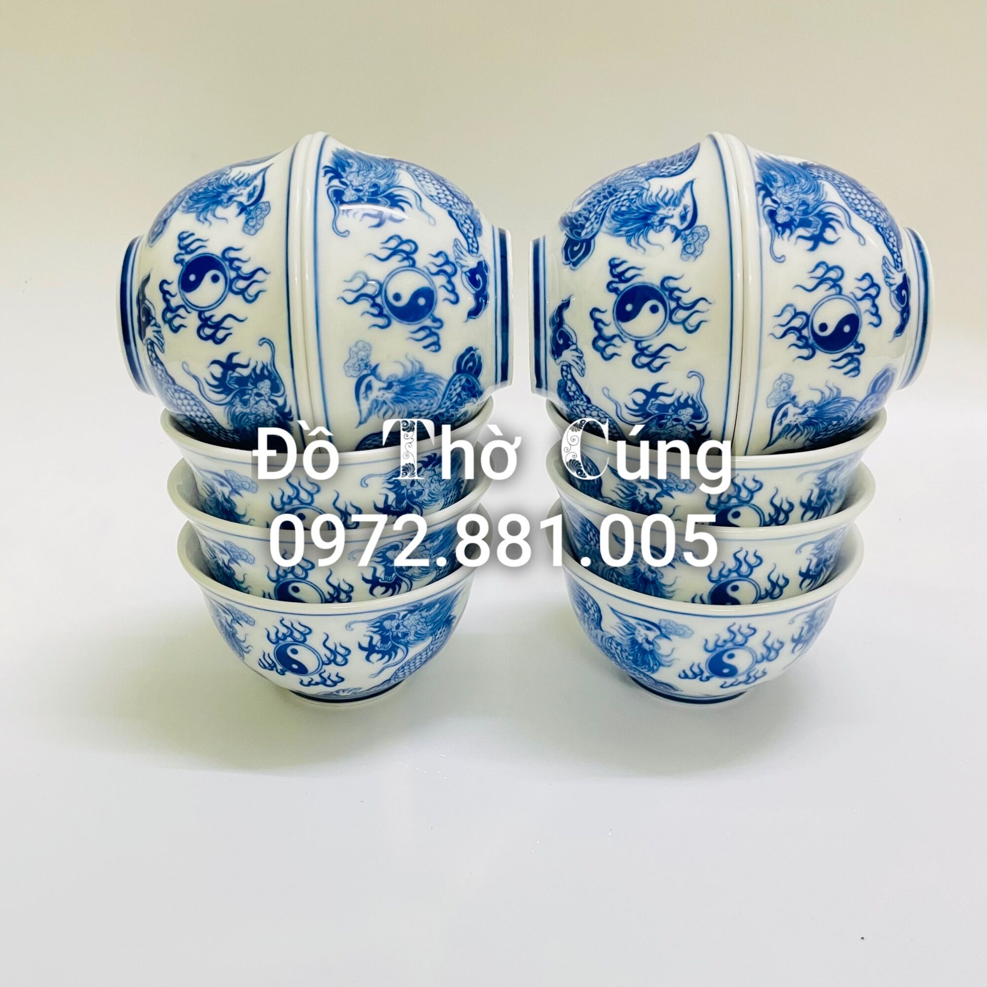 Bát cúng , Bát cơm thờ hoạ tiết rồng Phượng Cao Cấp