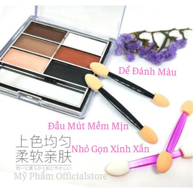 Cọ Mút 2 Đầu Đánh Phấn Mắt. Tráng Gươn Móng Bịt 10 Cây