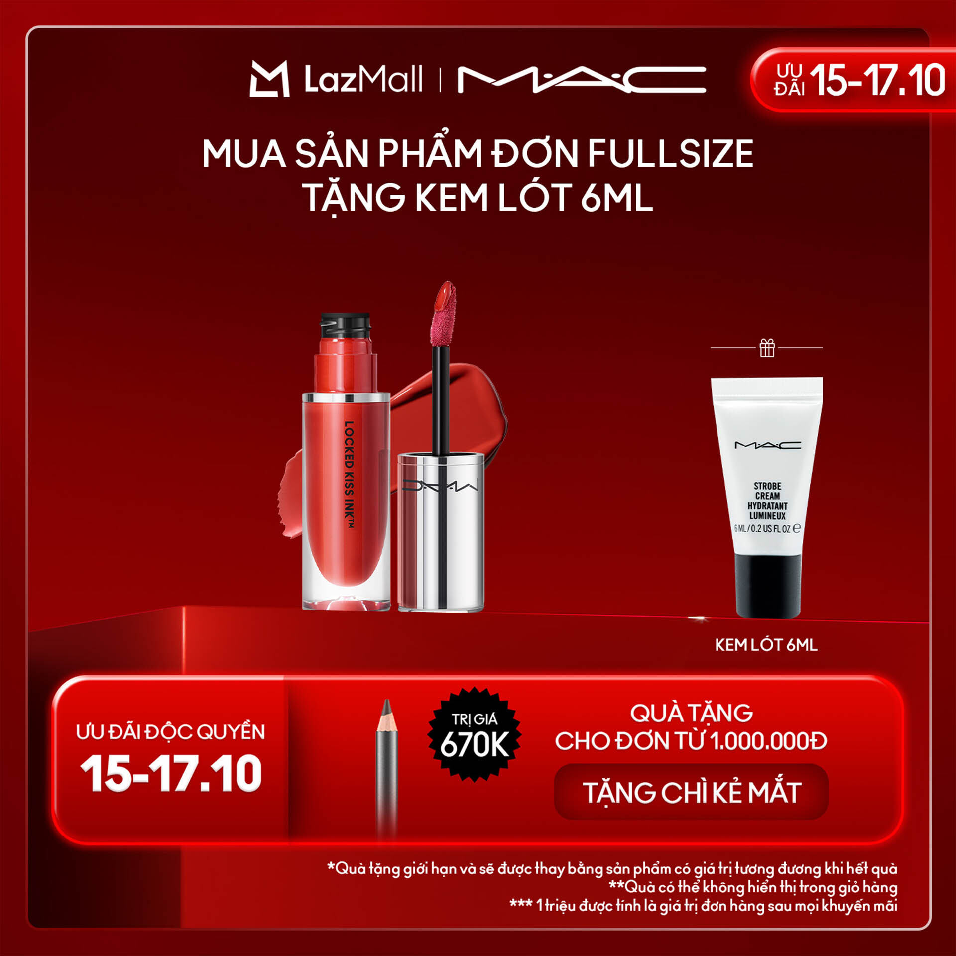 Son kem siêu lì Locked Kiss Ink 24H Lipcolour lên màu chuẩn sắc nhẹ môi và không trôi