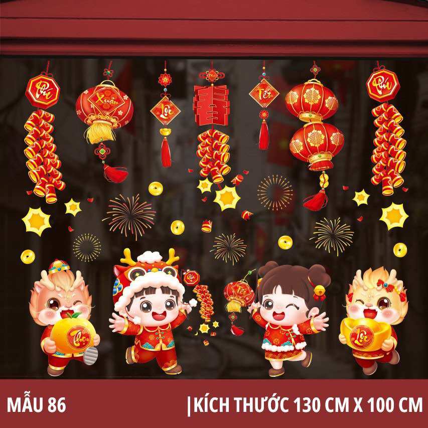 Decal tết 2024 GIÁP THÌN dán tường dán kính( nhiều mẫu lẻ)