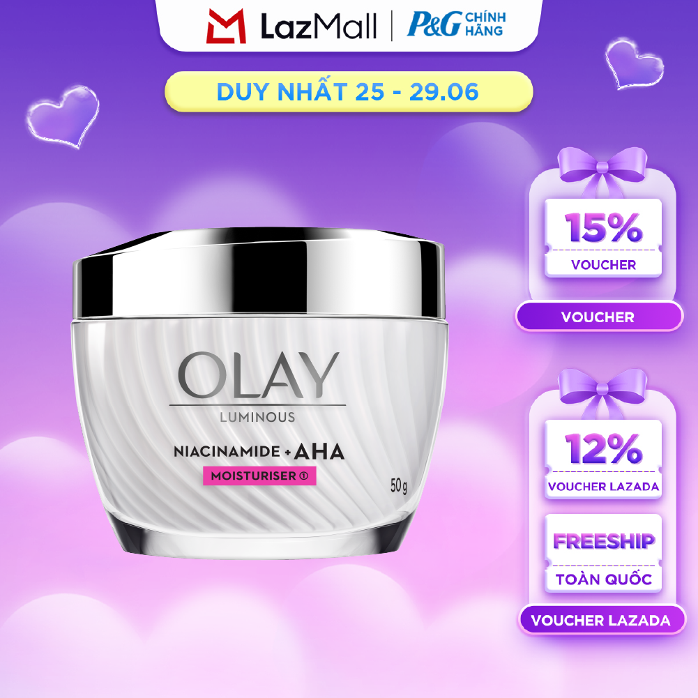 Kem Dưỡng Ban Ngày OLAY LUMINOUS NIACINAMIDE AHA Dưỡng Ẩm Sáng Da, Mờ Thâm Mụn Hũ 50G