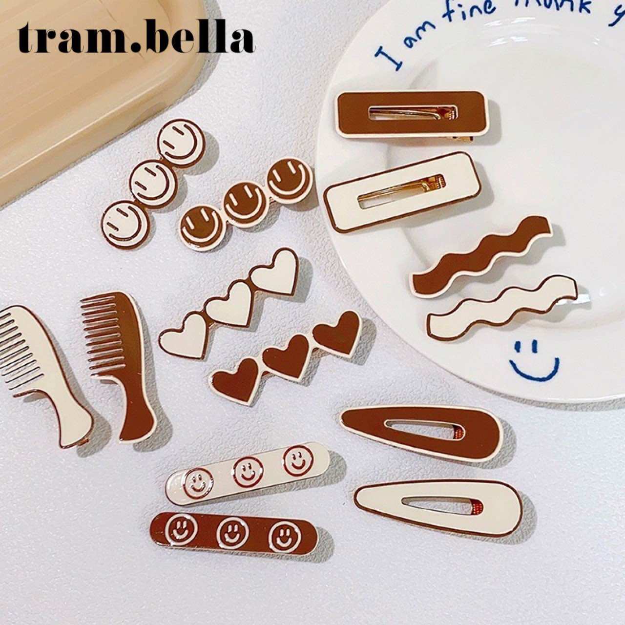 Kẹp tóc tông nâu Hàn Quốc tram.bella