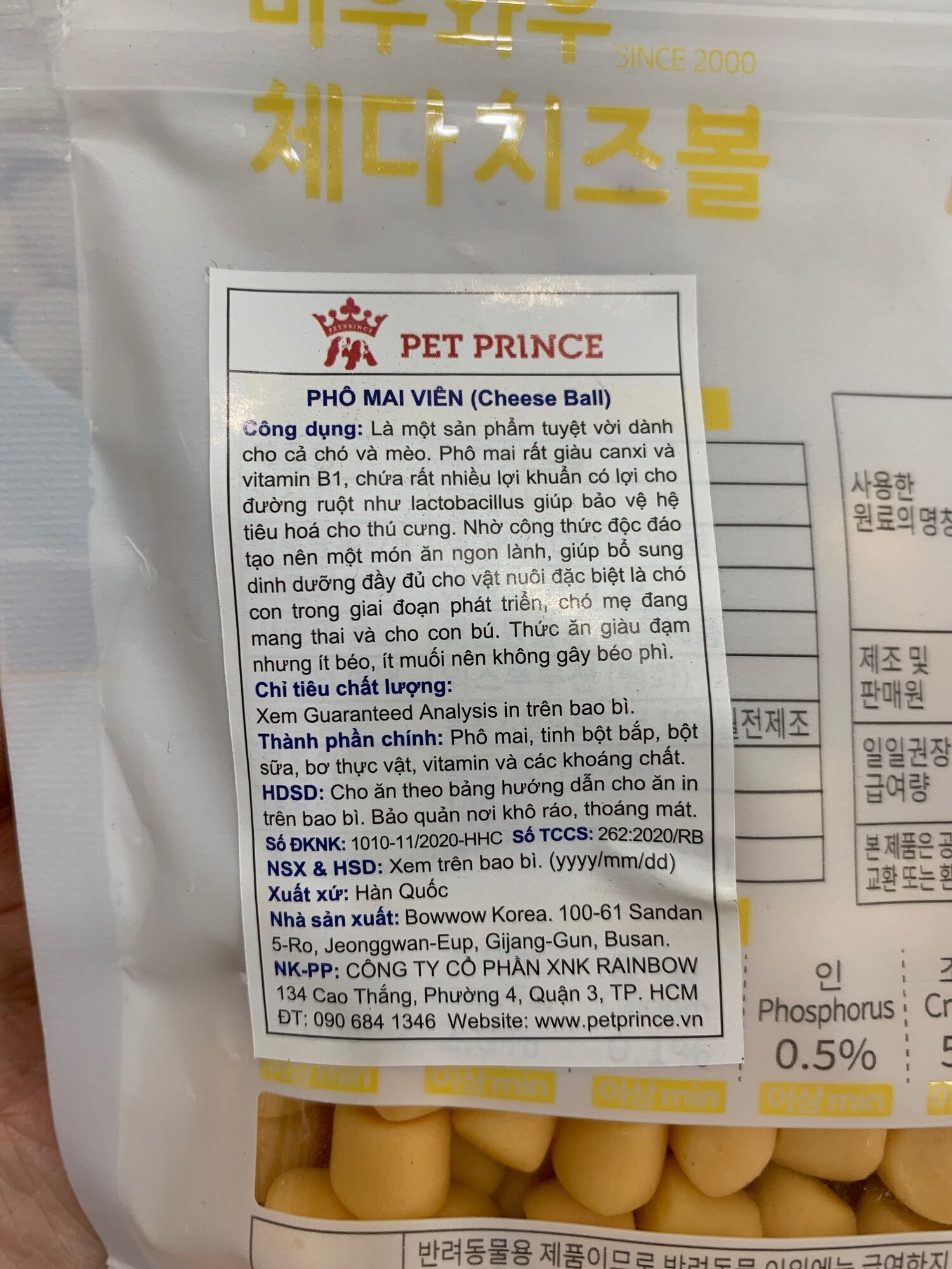 Snack cho chó phô mai viên 100g