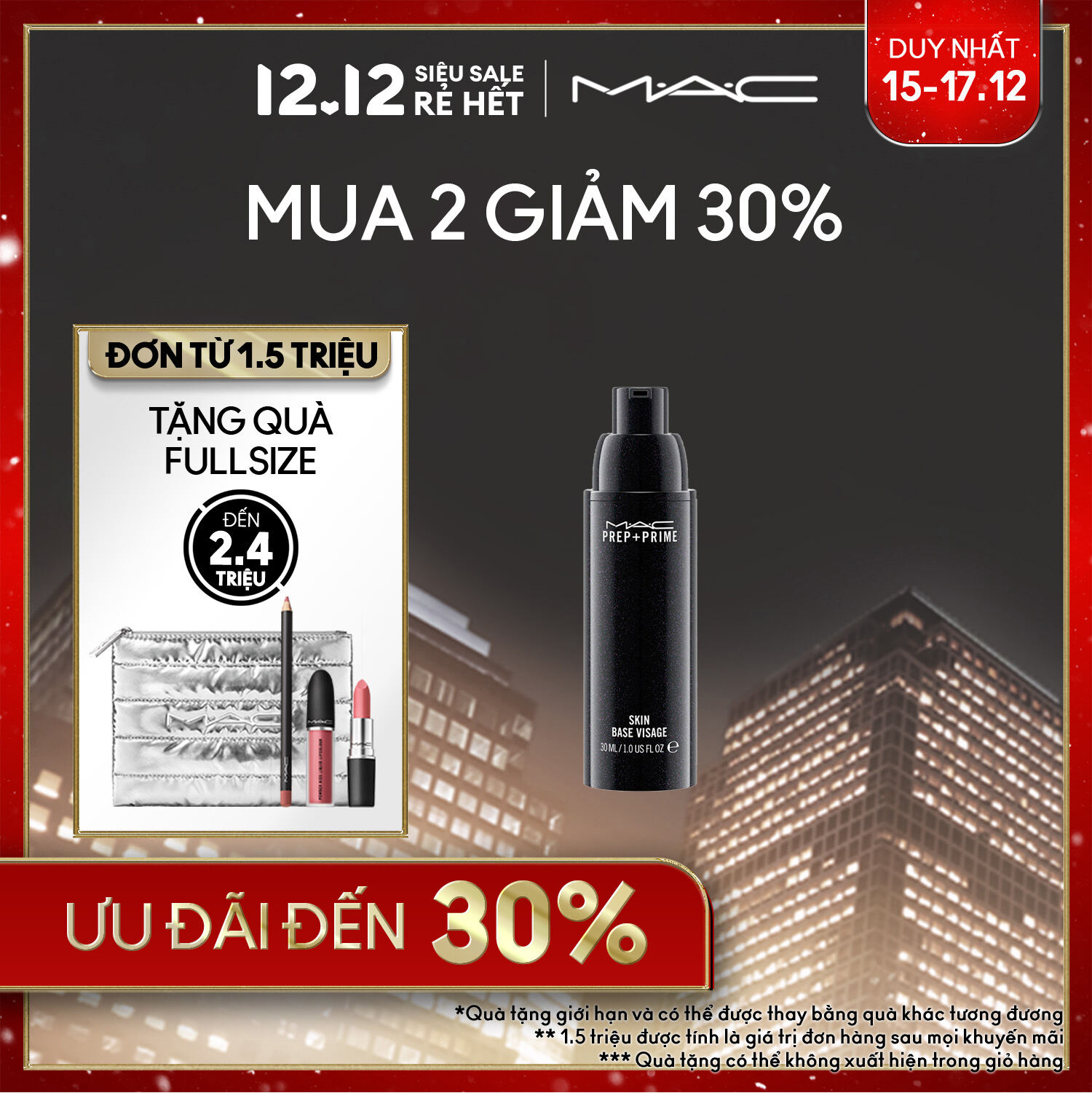 [ĐỘC QUYỀN 15-17.12] Kem lót nuôi dưỡng cấp ẩm và kiểm soát dầu hiệu quả MAC Prep + Prime Natural Radiance - Primer 30ml