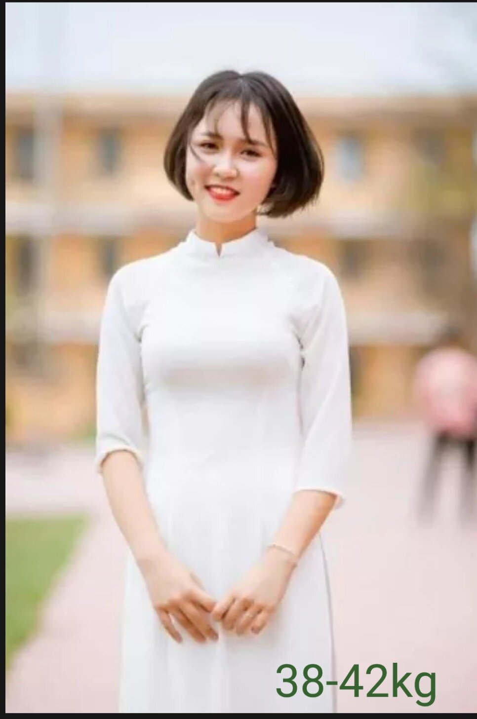 Áo dài trắng học sinh lụa tằm cao cấp có lót trước