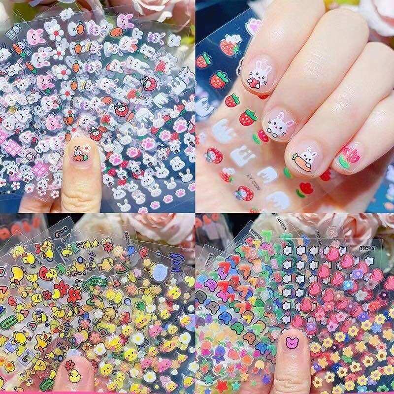 Set 10 vỉ sticker dán móng dễ thương cho bé, sticker dán trang trí móng