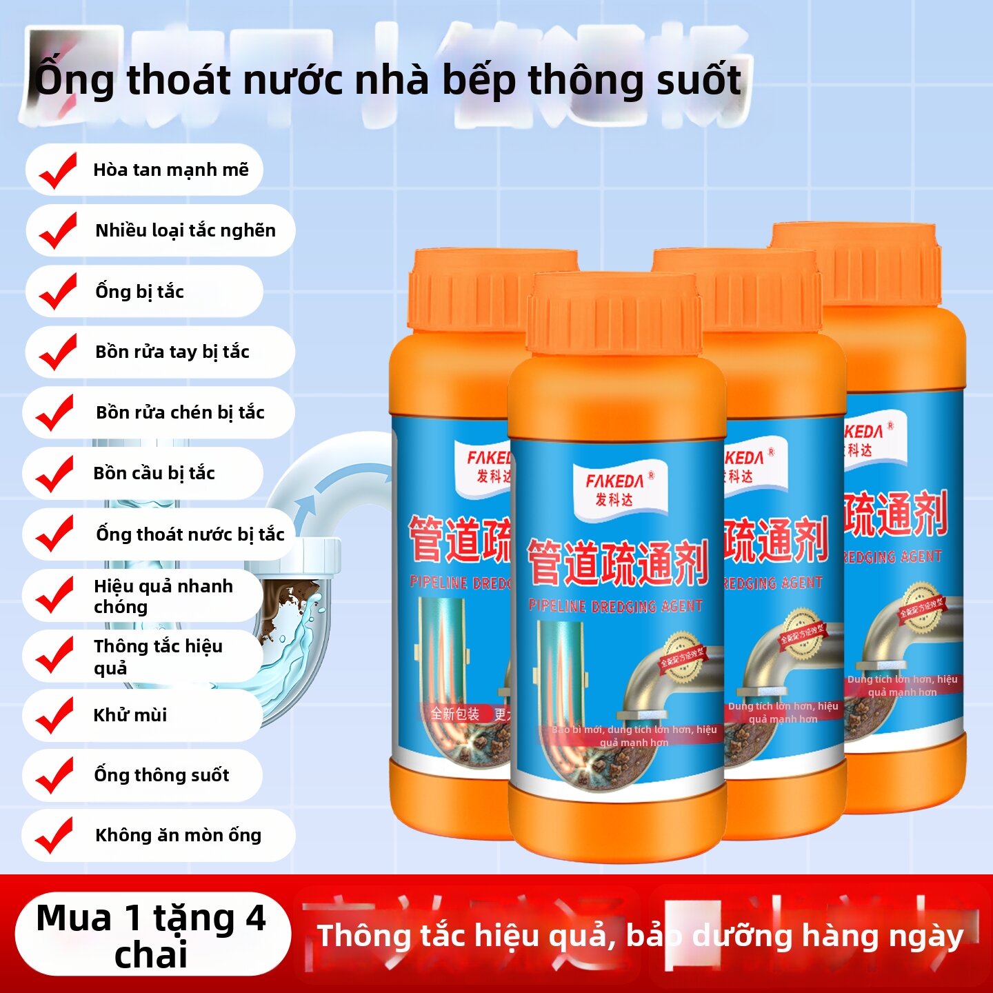 FAKEDA | Chất Tẩy Rửa Thông Cống Mạnh