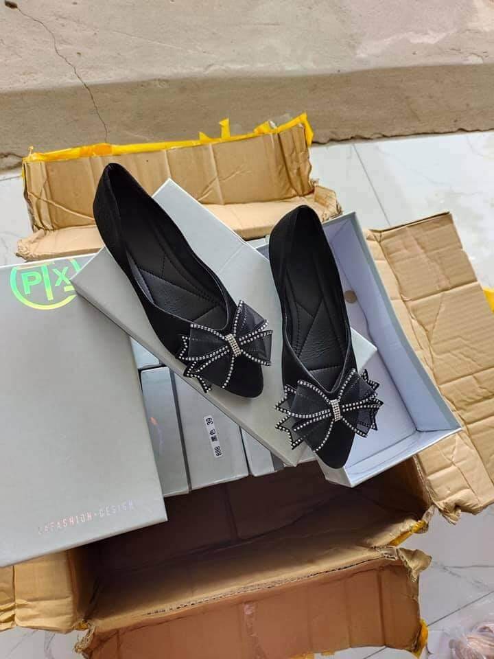 giầy búp bê nữ da nhung ướt