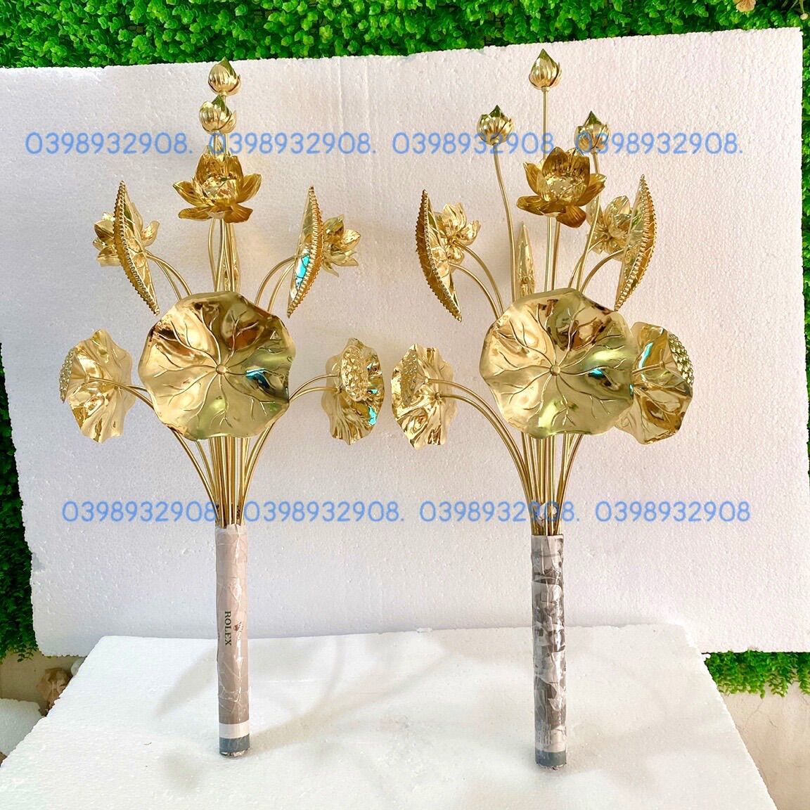 Hoa sen đồng cao 100 cm 1 bo chất liệu bằng đồng