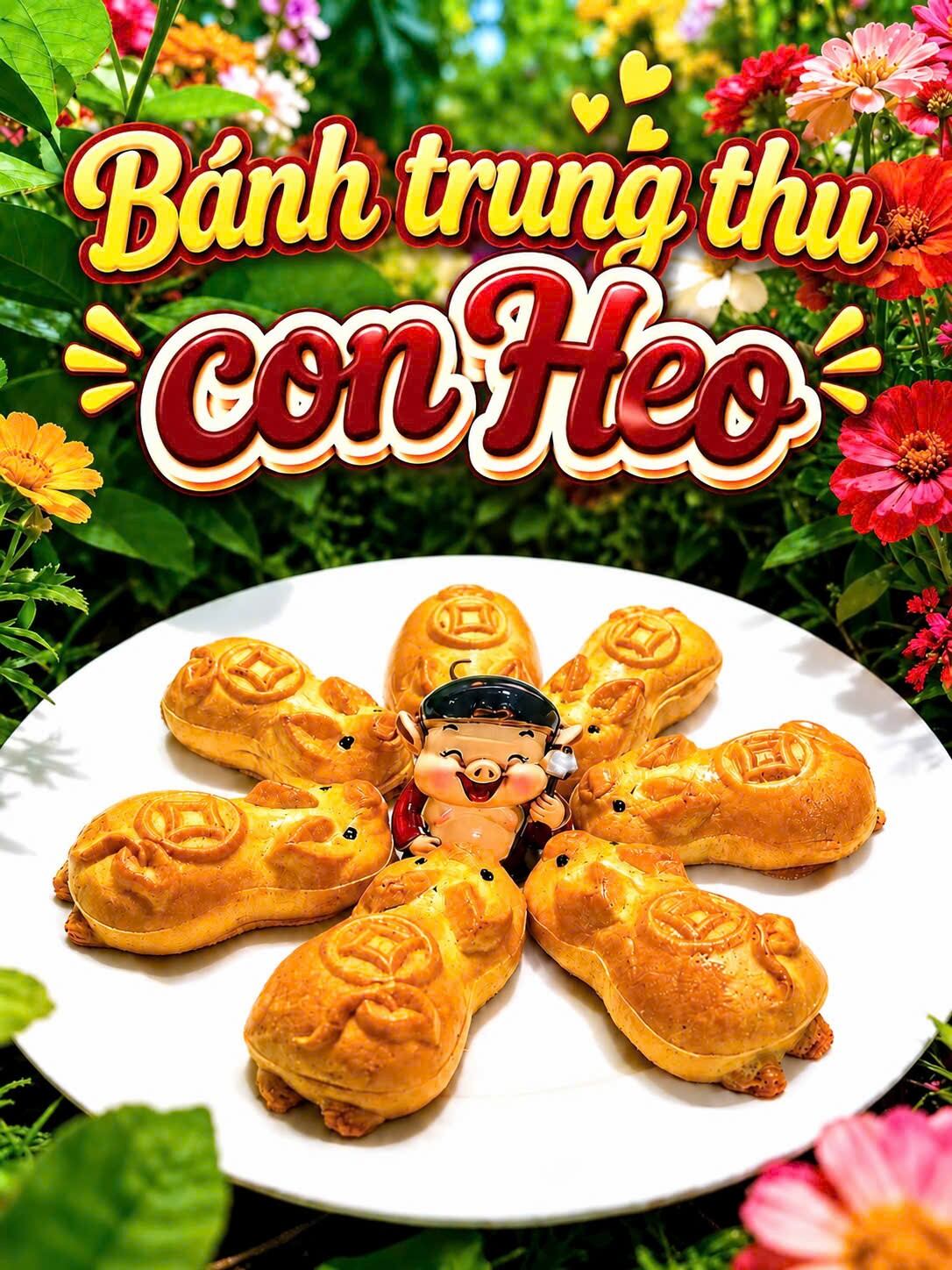 Bánh Trung Thu Chú Heo Vàng Mini Siêu Cute – Bánh Hình Heo Ngộ Nghĩnh, Quà Trung Thu Cho Bé, Biếu Tặng Gia Đình.Bánh có lớp vỏ nướng màu vàng óng, mềm mại và thường nhân đậu xanh,thập cẩm,dừa non