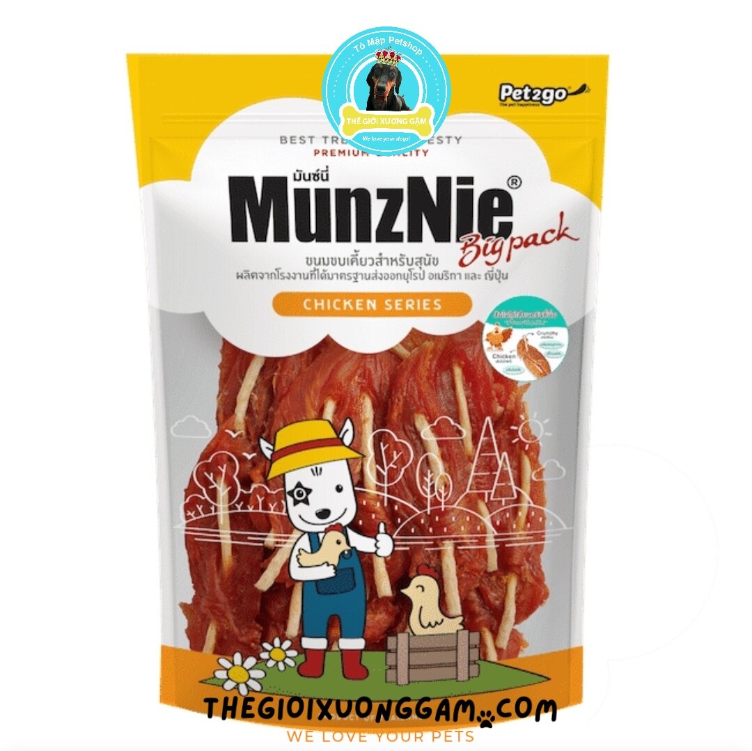 Munznie big pack gà xiên que dẻo 350g cho chó