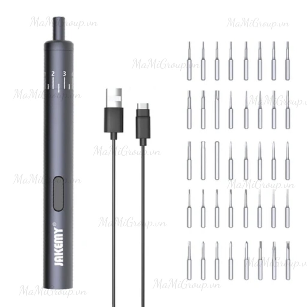 Tô vít điện, máy vít điện jakemy jm-y02 plus 40 chi tiết điều chỉnh mô-men xoay