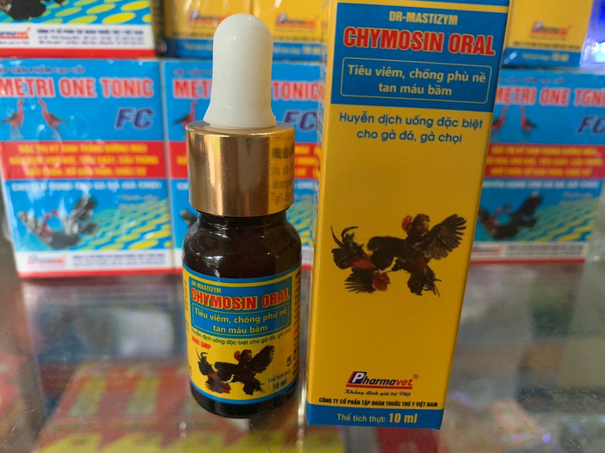 1 Chai Chymosin 10 ml tri tan máu bầm, tiêu viêm dùng cho gà đá.