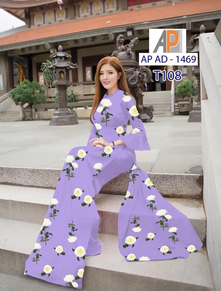 Vải áo dài in hoa hồng trắng