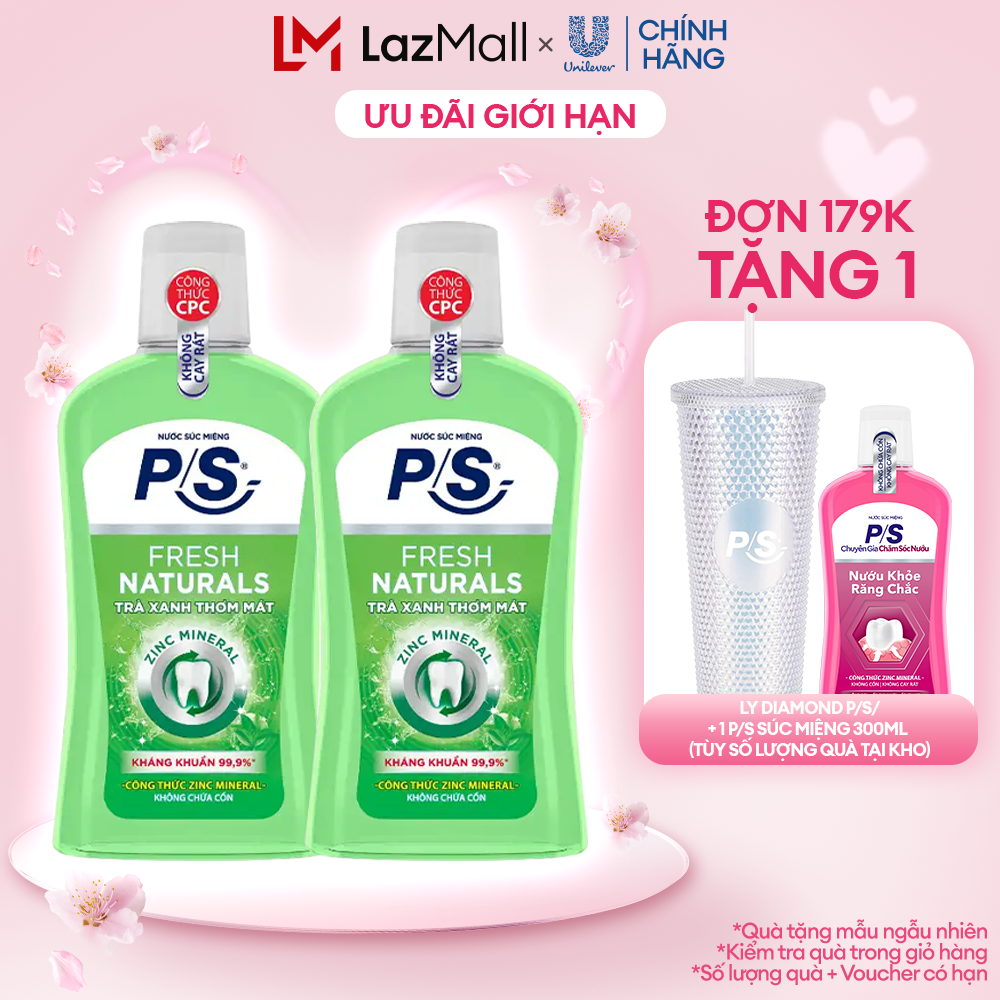 Bộ 2 Nước súc miệng P/S Chuyên gia kháng khuẩn 500ml giúp kháng khuẩn 99.9% chỉ sau 30 giây