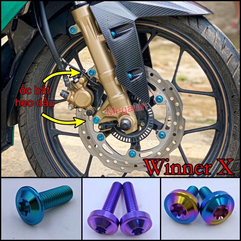 Bộ 2 ốc titan gắn pát phanh winner/winner x v2 v3