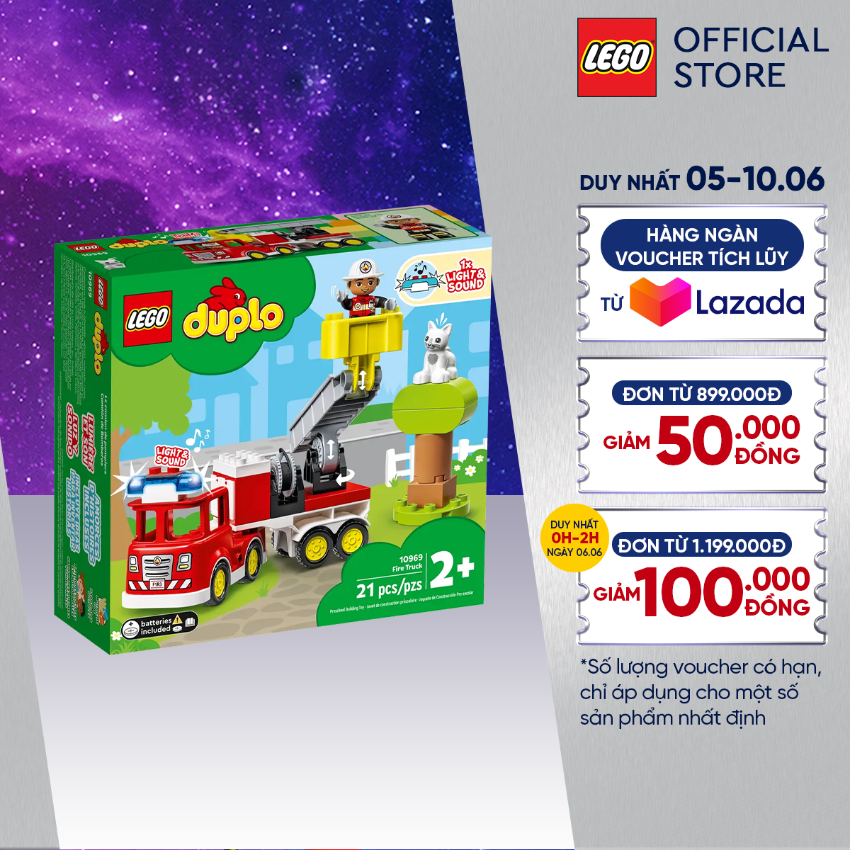 LEGO DUPLO 10969 Đồ Chơi Lắp Ráp Cho Bé Xe Cứu Hỏa (21 chi tiết)